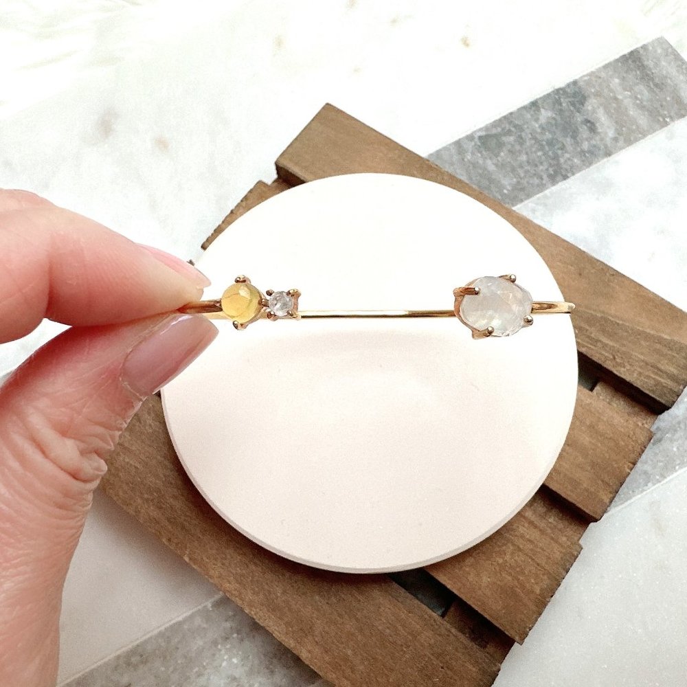 Gold-Filled Gemstone Bangle Bracelet - Picture 3 of 4